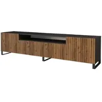 ALTDECOR TV-Schrank KITO-S mit Gefrästen Fronten 200x53x41 Lowboard, TV Möbel, TV Cabinet, Fernsehtisch, Fernseher Schrank, TV Kommode, TV Tisch, TV Sideboard, TV Board - Schwarz / Katania