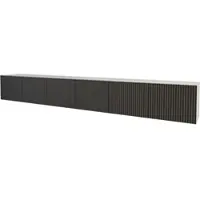 ALTDECOR TV-Schrank NOA-2-W mit Gefrästen Fronten 3x100x40x40 Lowboard hängend, TV Möbel, TV Cabinet, Fernsehtisch, Fernsehschrank, TV Kommode, TV Tisch, TV Sideboard, TV Board - Weiß / Schwarz