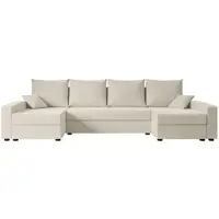 ALTDECOR Ecksofa mit Schlaffunktion und Bettkasten Corner Sofa Eckcouch Couch U-Form universal, links/rechts angeordnet Schlafcouch Ausziehbar Wohnlandschaft ALESIA-U - 301x140x90cm Beige