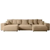 ALTDECOR Ecksofa mit Schlaffunktion und Bettkasten Corner Sofa Eckcouch Couch U-Form universal, links/rechts angeordnet Schlafcouch Ausziehbar Wohnlandschaft ESKAR-U -364x176x72 cm Beige