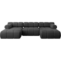 ALTDECOR Modulares Sofa Ecksofa in U-Form - Tesso-U1 - 285x160x70 cm Schwarz Corner modular Sofa Eckcouch Couch Wohnlandschaft Cauchsofa Polstersofa