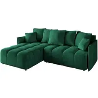 ALTDECOR Ecksofa mit Schlaffunktion und Bettkasten LONLI-L 251x189x68 cm Dunkelgrün - Corner Sofa Bett Eckcouch Couch L-Form Schlafcouch Ausziehbar Wohnlandschaft Schlafsofa Cauchsofa
