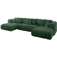 ALTDECOR Ecksofa in U-Form mit Schlaffunktion und Bettkasten CLOUD-U-v1 405x185x90 Grün - Corner Sofa Bett Eckcouch Couch L-Form Schlafcouch Ausziehbar Wohnlandschaft Schlafsofa Cauchsofa