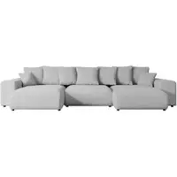 ALTDECOR Ecksofa mit Schlaffunktion und Bettkasten Corner Sofa Eckcouch Couch U-Form universal, links/rechts angeordnet Schlafcouch Ausziehbar Wohnlandschaft ESKAR-U -364x176x72 cm Hellgrau