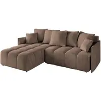 ALTDECOR Ecksofa mit Schlaffunktion und Bettkasten LONLI-L 251x189x68 cm Braun - Corner Sofa Bett Eckcouch Couch L-Form Schlafcouch Ausziehbar Wohnlandschaft Schlafsofa Cauchsofa