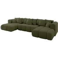 ALTDECOR Ecksofa in U-Form mit Schlaffunktion und Bettkasten CLOUD-U-v1 405x185x90 Grün - Corner Sofa Bett Eckcouch Couch L-Form Schlafcouch Ausziehbar Wohnlandschaft Schlafsofa Cauchsofa