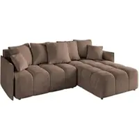 ALTDECOR Ecksofa mit Schlaffunktion und Bettkasten LONLI-L 251x189x68 cm Braun - Corner Sofa Bett Eckcouch Couch L-Form Schlafcouch Ausziehbar Wohnlandschaft Schlafsofa Cauchsofa