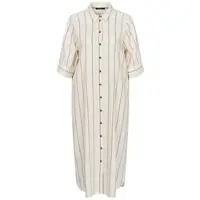 Bugatti Hemdblusenkleid , Damen, Gr. 46, Normalgrößen, beige (60, taupe), 56% Leinen, 28% Polyester, 14% Viskose, 2% Elasthan, gestreift, normal, Kleider Hemdblusenkleid, aus Leinen-Mix