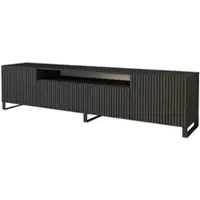 ALTDECOR TV-Schrank NOA-2-S mit Gefrästen Fronten 200x53x41 Lowboard, TV Möbel, TV Cabinet, Fernsehtisch, Fernseher Schrank, TV Kommode, TV Tisch, TV Sideboard, TV Board - Schwarz