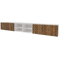 ALTDECOR TV-Schrank VIRA-W mit Gefrästen Fronten 3x100x40x40 Lowboard hängend, TV Möbel, TV Cabinet, Fernsehtisch, Fernsehschrank, TV Kommode, TV Tisch, TV Sideboard, TV Board - Weiß / Katania