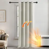OEM Schwarze Thermische Jalousien mit Ringen, für Schlafzimmer, 132x229 cm, cremefarben, 1 Stück