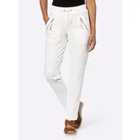 Casual Looks Schlupfhose , Damen, Gr. 42, Normalgrößen, beige (ecru), 76% Polyester, 20% Viskose, 4% Elasthan, unifarben, lang, Hosen Schlupfhose
