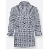 Inspirationen Schlupfbluse , Damen, Gr. 42, blau (marine, weiß, bedruckt), 100% Baumwolle, bedruckt, gemustert, mehrfarbig, Blusen Schlupfbluse