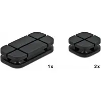 DeLOCK Kabelhalter Kombi Set 3 Stück schwarz, Kabelhalter, Silikon, Schwarz