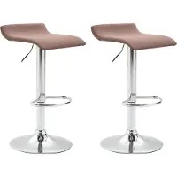 CLP 2er Set Barhocker Dyn Mit Stoffbezug I Höhenverstellbarer Thekenhocker Mit Fußstütze I Tresenhocker Mit Trompetenfuß, Farbe: braun
