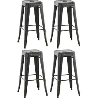 CLP 4er Set Barhocker Joshua I Stapelbare Tresenhocker aus Metall I Barstühle mit Fußstützen I Sitzhöhe 76 cm I Stapelhocker, Farbe: schwarz-gold