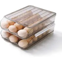 OEM Großvolumiger Eierkorb mit Transparglas für den Kühlschrank, 2-stufiger Eierlager-Plastik-Organisator
