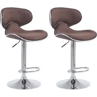 CLP 2er Set Barhocker Las Vegas V2 Mit Stoffbezug I 2x Höhenverstellbarer Barstuhl Mit Lehne Und Fußstütze, Farbe: braun, Gestellfarbe: chrom