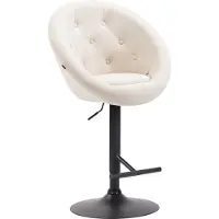 CLP Barhocker London V2 Stoff I Barhocker Mit Polsterung Und Fußablage I Barstuhl Mit Metallgestell, Farbe: creme, Gestellfarbe: schwarz
