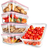 Nutrichef Glas Frischhaltedosen aus Borosilikatglas – Luftdicht, Auslaufsicher, Stapelbar, BPA-frei, Spülmaschinenfest, Geeignet für Mikrowelle und Ge
