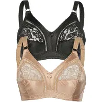 Sassa Soft-BH "2er Pack Soft BH ohne Bügel Basic", Damen, Gr. 90, Cup B, bunt (beige schwarz), Spitze, Obermaterial: 92% Polyester PES. 8% Elasthan EL., BHs Soft-BH
