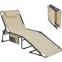 Markenlos Übergroßer Campingstuhl, Liegestuhl, Gartenstuhl, Camping, Klappbett mit verstellbarer Rückenlehne und Kopfstütze für Garten, Urlaub, Outdoor-Bereich, bis 150 kg