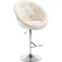 CLP Barhocker London V2 Stoff I Barhocker Mit Polsterung Und Fußablage I Barstuhl Mit Metallgestell, Farbe: creme, Gestellfarbe: chrom