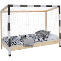 Kondela Montessori Bett Futal 90x200 cm - natur / weiß / schwarz