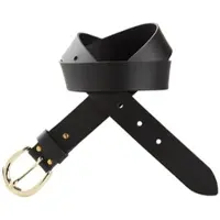 Laura scott Ledergürtel , Damen, Gr. 135, schwarz, Rindsleder, glänzend, unifarben, Gürtel Ledergürtel, mit goldfarbender runder Schnalle - NEW