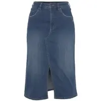 Kangaroos Jeansrock , Damen, Gr. 42, blau (blau used), Denim/Jeans, Obermaterial: 98% Baumwolle, 2% Elasthan, unifarben, Basic, figurbetont ca. Mitte Wade, Röcke Jeansrock, in Midilänge mit Schlitz