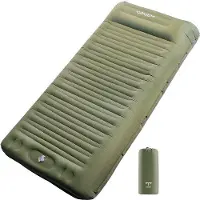 Markenlos Schlafmatte selbstaufblasend, 14 cm, ultraleicht, kompakte Größe, mit Fußpumpe für Outdoor-Aktivitäten