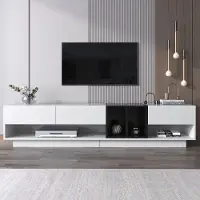OEM TV-Cocktailtisch - lowboard - kombinierendes Design in Hochglanz Weiss und Schwarz - Farbblockierendes Design, Ladefläche, Fächer, mehrere Aufbewahrungsflächen