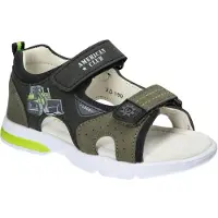 American Club XD190, Kinder Sandalen Klettverschluss Leder-Einlegesohle leicht bequem, Grun 27