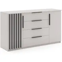 BM-Möbel Kommode Torino - 120 x 48 x 89 cm, Sideboard Kashmir, Lamellen: Schwarz