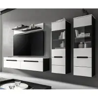 Inn.Furn Wohnwand "Cooper" in weiß und grau Wohnkombination 4-teilig hängend / stehend 272 cm