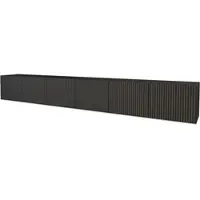 ALTDECOR TV-Schrank NOA-2-W mit Gefrästen Fronten 3x100x40x40 Lowboard hängend, TV Möbel, TV Cabinet, Fernsehtisch, Fernsehschrank, TV Kommode, TV Tisch, TV Sideboard, TV Board - Schwarz