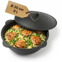 4BIG.fun NAMANGAN Gusseisen Kasan 8L mit Aluminiumdeckel Kazan WOK Kessel Campingtopf Feuertopf BBQ Asia