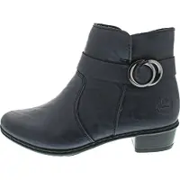 Rieker Damen Stiefelette elegant Zierriemen metallische Ringe Reißverschluss Y0775, Größe:39 EU, Farbe:Blau
