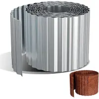 OEM Gegalvaniseerde Stahl-Tuingerand 35m x 15 cm, Flexible Rasenrand 0,3 mm, Silberfarbener Borderabschluss für Garten und Beet