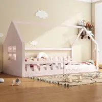 OEM 90*200cm Kinderbett aus Holz in Rosa