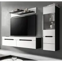 Inn.Furn Wohnwand "Cooper" in weiß und grau Wohnkombination 3-teilig hängend / stehend 221 cm