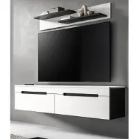 Inn.Furn Wohnkombination "Cooper" in weiß und grau TV-Lowboard hängend / stehend und Wandboard 170 cm