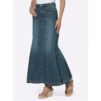 HEINE Jeansrock , Damen, Gr. 44, blau (blau, stone, washed), 99% Baumwolle, 1% Elasthan, unifarben, lang, Röcke Jeansrock