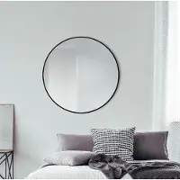 Talos Wandspiegel Black Oros Matt Ø 100 cm - Badspiegel mit hochwertigem, umlaufenden Aluminiumrahmen in matt schwarz - Badezimmerspiegel