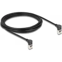 DeLOCK 80283 RJ45 Patchkabel CAT 6a S/FTP 3.00 m Schwarz Gewinkelter Kabelabgang 1 St.