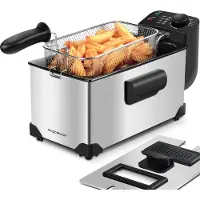 Aigostar Fritteuse - Temperaturregelung, Edelstahl, 2200 Watt, 3 Liter. BPA-frei