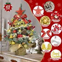 Nikcorp Künstlicher Weihnachtsbaum Mini LED Schneeeffekt Deko Rot 45 cm