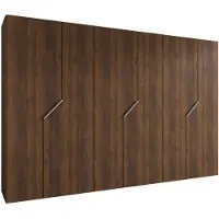MEBLE KRYSPOL Schrank 300x202x52 cm mit Kleiderstange, 6xTür, ANDREW, Warmia-Nuss, Griff Kaschmir