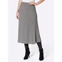 HEINE Strickrock , Damen, Gr. 38, grau, meliert, 80% Viskose, 20% Polyamid, unifarben, lang, Röcke Strickrock