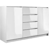 Pressiode Kommode mit 4 Schubladen 2 Schränke 140cm Klamotenschrank Sideboard Anrichte hol
